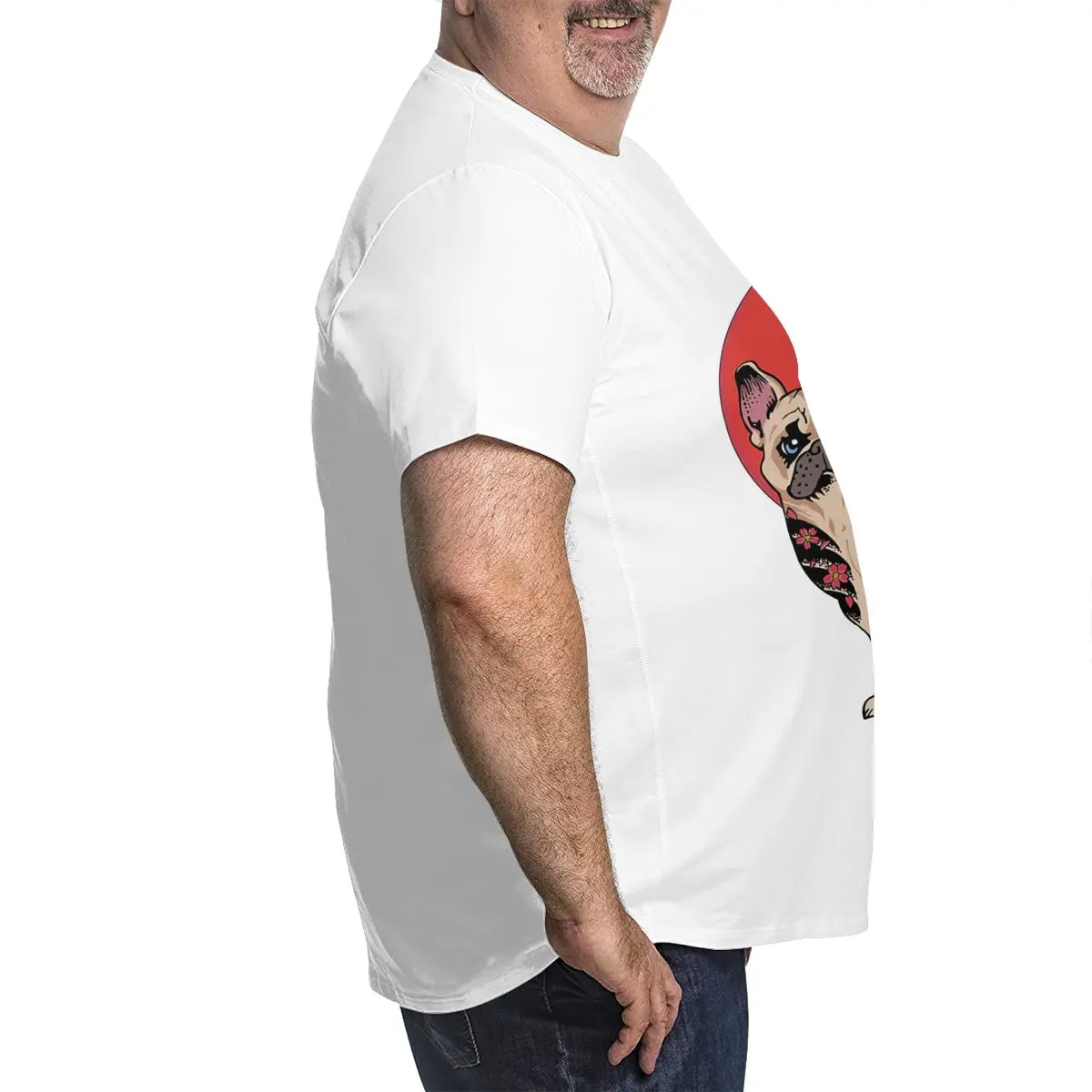 Футболка мужская оверсайз с рисунком собаки и солнца свободная рубашка из белого