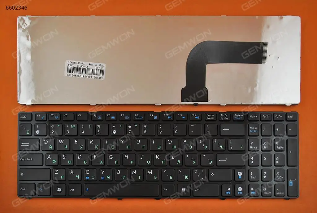 Русская сменная клавиатура для ASUS G60 N53 k53s K52 X61 N61 Глянцевая черная рамка |