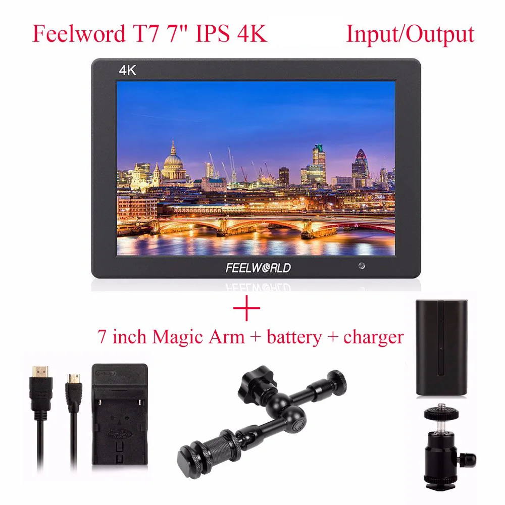Billig Feelworld T7 4K Eingang/Ausgang Auf-Kamera Monitor Full HD 7