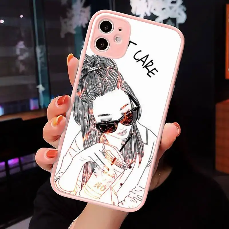 

Girl Boss Pink Women power Phone Cases Matte transparent For Pink iPhone 12 Mini 11 Pro XR XS Max 7 8 Plus X Back Cover