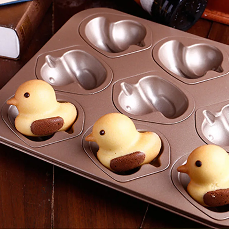 9 чашек золотого антипригарного медведя/утки форма для выпечки торта кухонные