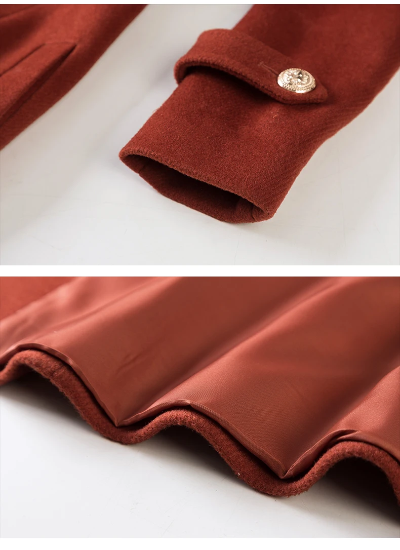 

Turn Down Collar Women Wool Coat With Belt Double Breasted Cashmere Long Trendy Female