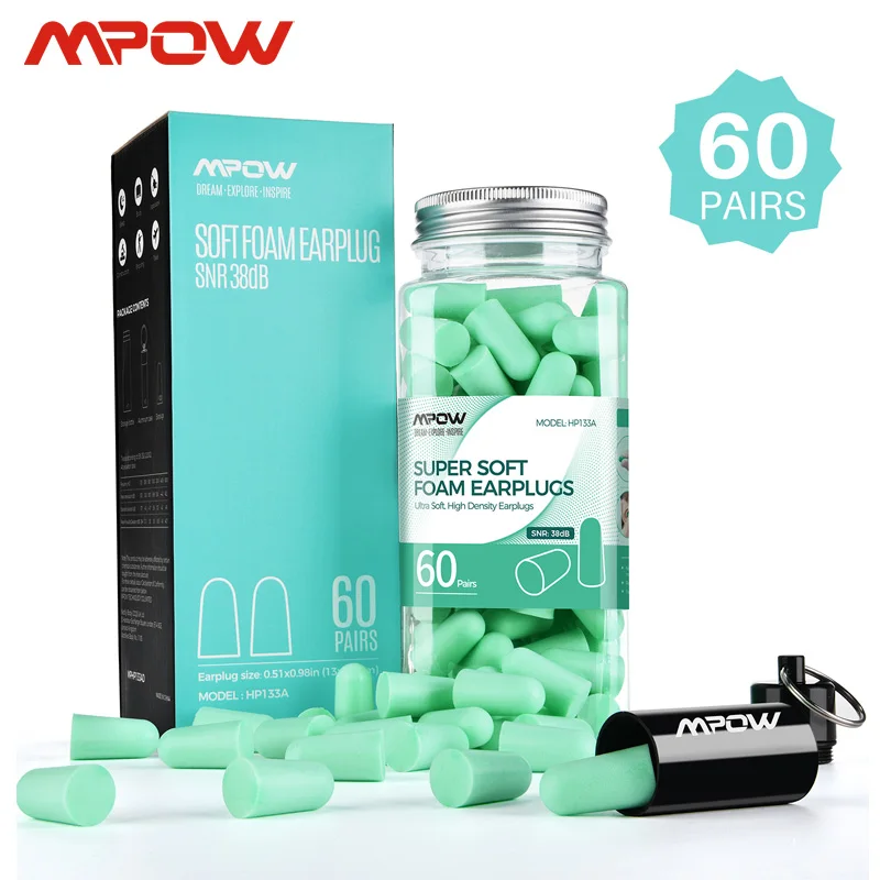 Mpow HP133 60 пар Шум блокатор/фильтром мягкие поролоновые беруши коэффициент