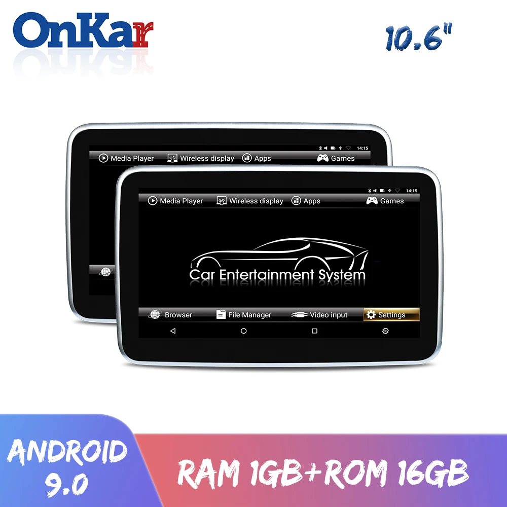 

10.6" Car Headrest Monitor 1366*768P IPS Touch Screen Android 9.0 4k Video Support FM/WIFI/Miracast/USB/HDMI/SD Card 1GB+16GB