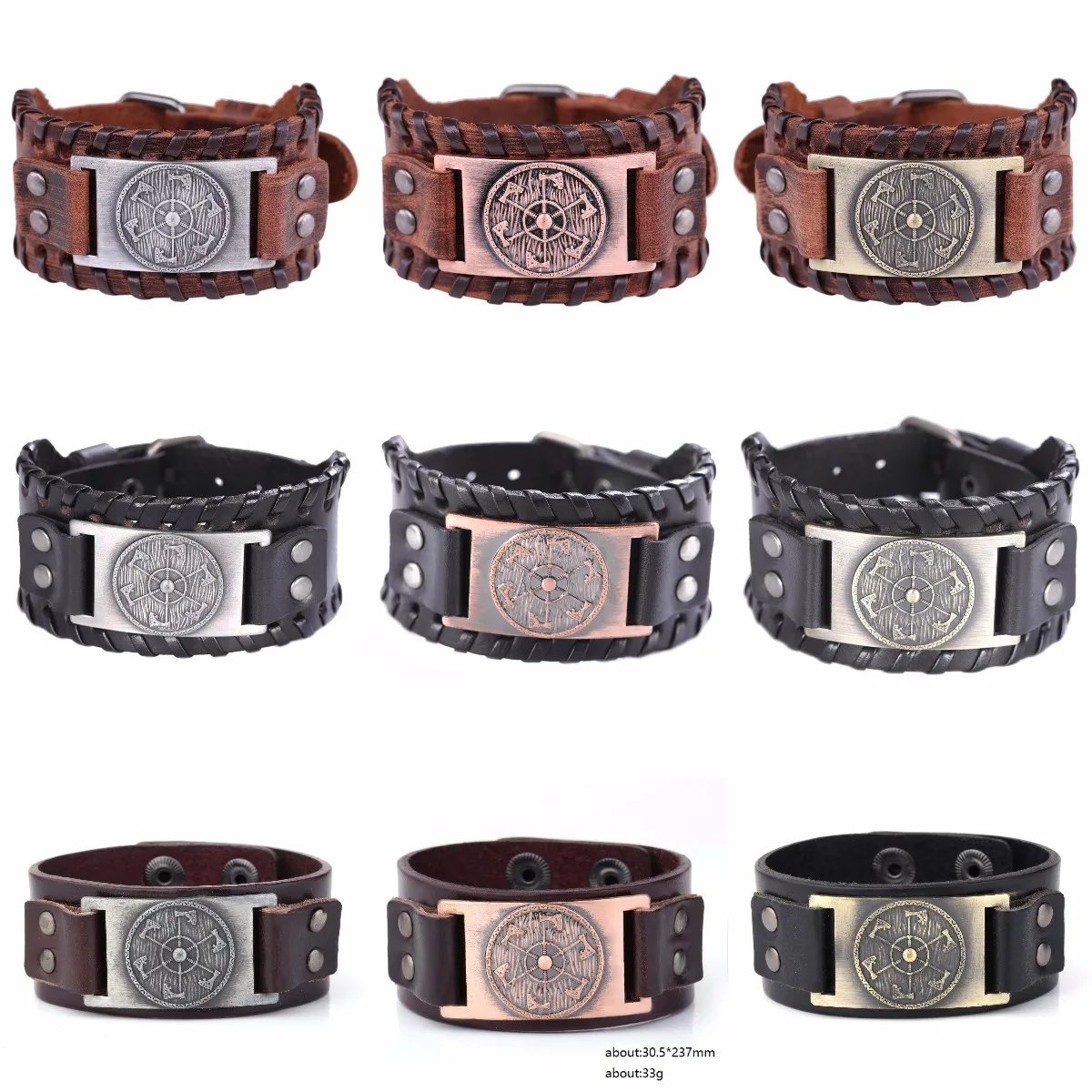 

Viking Wristband Cuff Braid Leather Bracelet Amulet Jewelry Accessories Celtics Knot Tailsman Axe Slavic Charm Bracelet