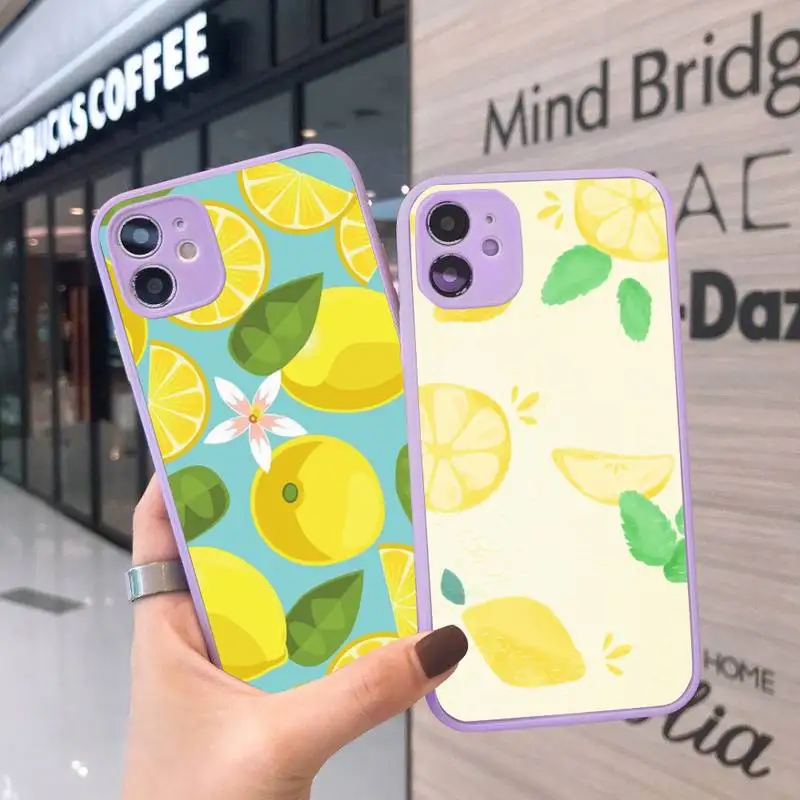 

lemon art aesthetic Luxury coolPhone Case Matte Transparent for iPhone 7 8 11 12 s mini pro X XS XR MAX Plus cover funda