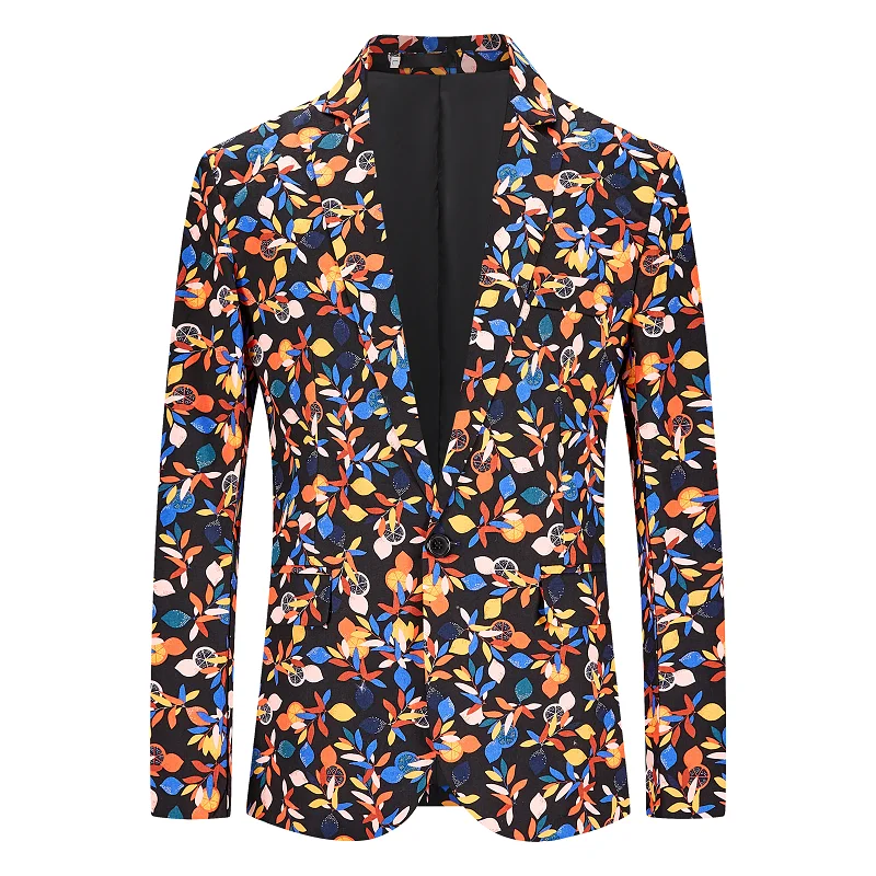 

2021 Mens New Fashion Print Blazer Jacket Print Suit Men Slim Jacket Vintage Suits Fashion Dress Stage Costumes for Singers 3XL