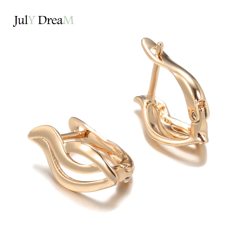 

585 Rose Gold Earrings Vintage Hollow Carved Pattern Piercing Pendiente Glossy Fashion Earrings for Women Jewelry Hypoallergenic