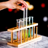 creative rainbow cocktail test tube cup with holder set for bar ktv nightclub party tipsy test tube diy mixing wine glass charms