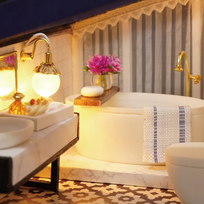 Деревянная кукольный домик для бассейна деревянная вилла ручной работы