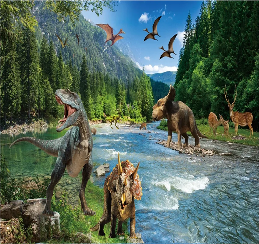 Настенные 3D обои xuesu на заказ настенное покрытие с рисунком динозавра показывает