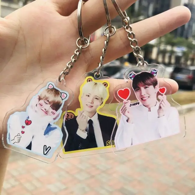 Милый мультфильм изображение альбом карта душа акриловый jungkook брелок J-HOPE V SUGA JIN RM JIMIN брелок