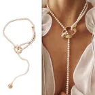 Винтажное жемчужное ожерелье, женская мода, барокко, геометрическое металлическое Ретро жемчужное ожерелье, женское регулируемое ювелирное изделие, аксессуары #4