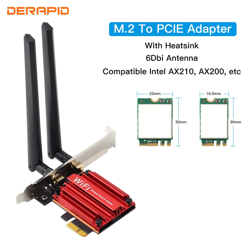 Преобразователь адаптера M.2 для Wi-Fi карты PCI-Express X1/4/8/16 слот AX210 AX200 9260 8265 Bluetooth
