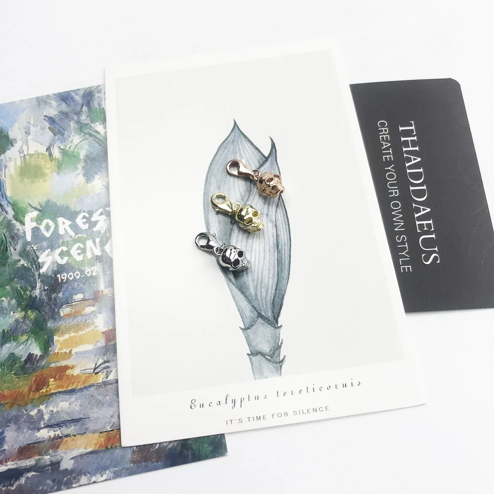 Подвеска в виде черепа из стерлингового серебра 925 пробы трех цветов женская и