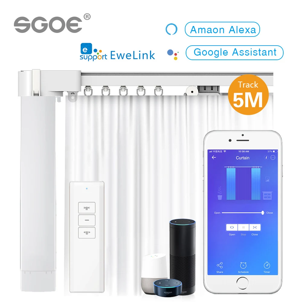 Ewelink WiFi Интеллектуальный умный занавес мотор электрический трек набор
