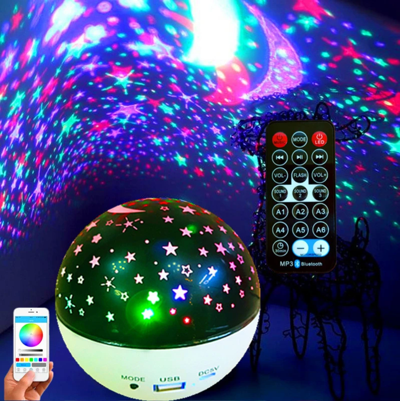 

Starry Sky Night Light Projector Bluetooth Music Projection Laser LED Colorful USB Gypsophila Ambient Lights Speaker Light