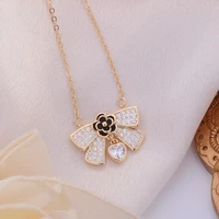 exquisite charm zircon wing camellia necklace aaa bling rhinestone cz stud earrings high quality waterproof thin jewelry gift