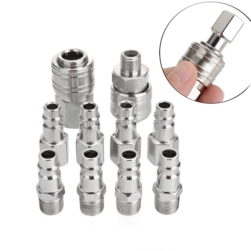 

10Pcs 1/4" Air Line Fitting BSP Euro Air Line Fitting Hose Compressor Quick Release Connector For Hardware Pneumatic Tools