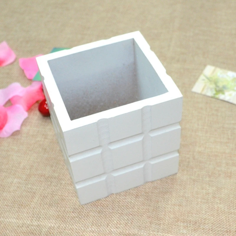 

White Jiugongge Wooden Succulent Plants Potted Flowers Holder Desktop Organizer Case Storage Box