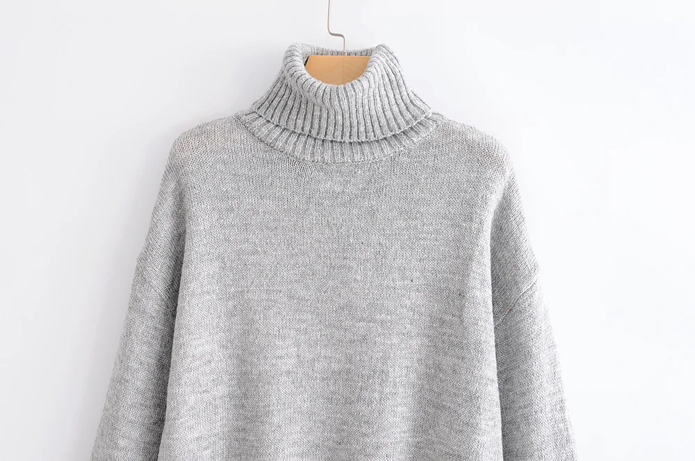 Женский свитер с высоким плотно облегающим шею воротником Осенние однотонные