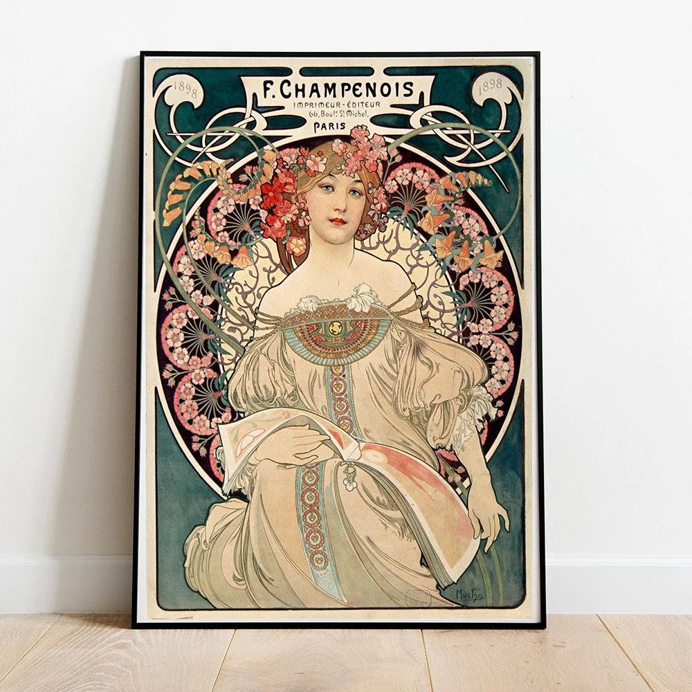 Настенное художественное изображение Alphonse Mucha˚F плакат из замши Женский портрет