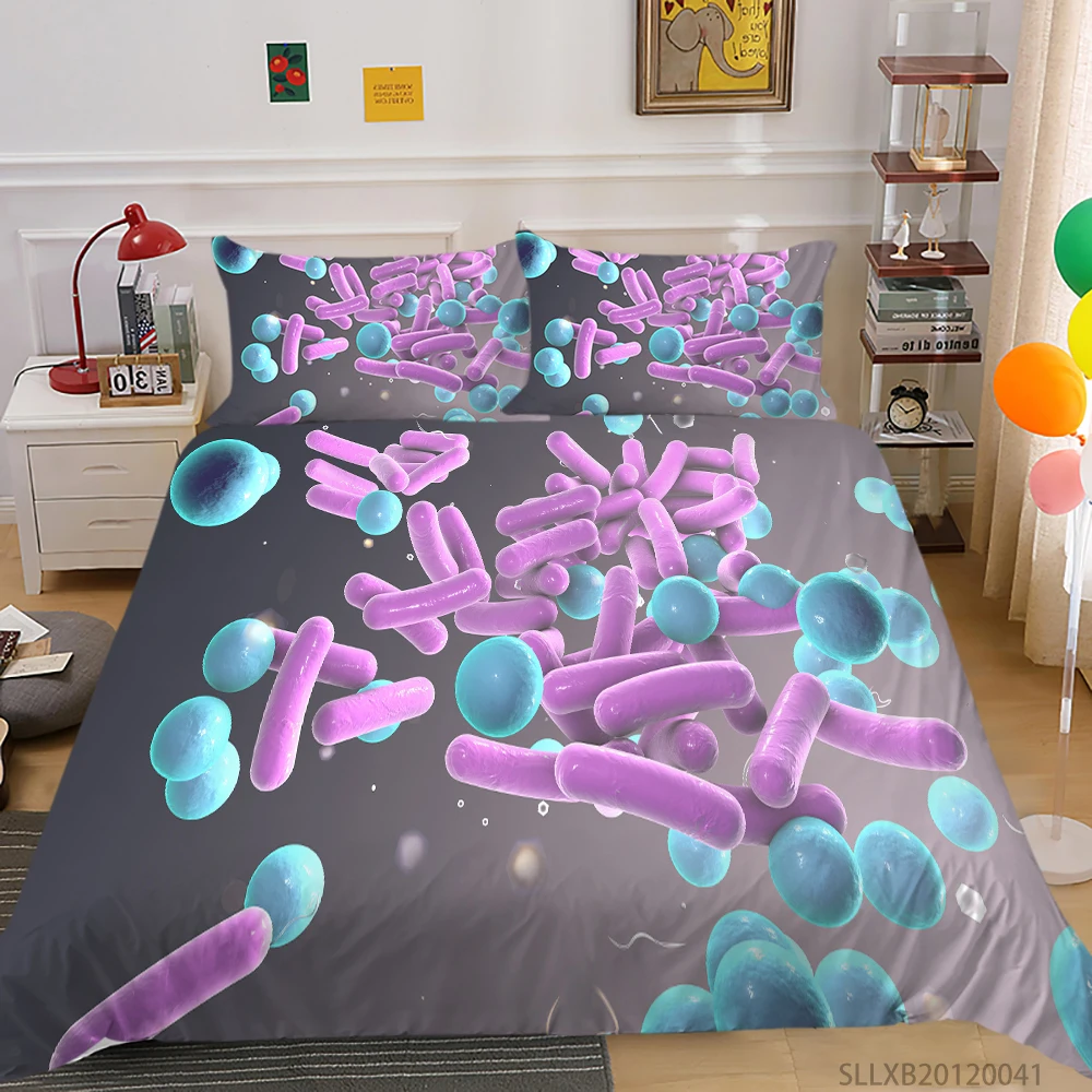 

Microorganism 3D Bedding Set Polyester Quilt Cover Set Super Soft Breathable 2/3 Pcs King Queen Full Double Bedroom Decor