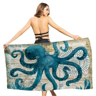 Прямоугольное креативное солнцезащитное пляжное полотенце с принтом подводного