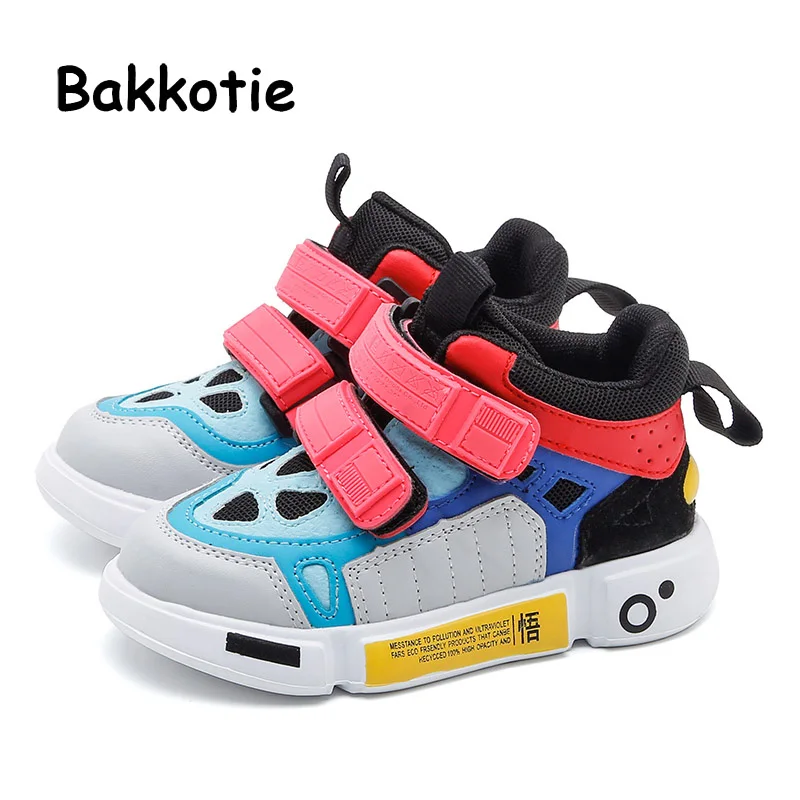 Bakkotie/Новинка 2019 года Детская осенняя спортивная обувь Модные Черные Высокие