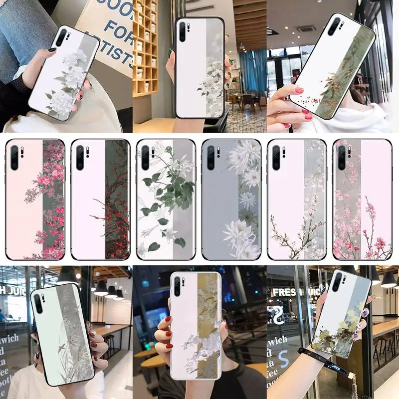

Chinese Flower Phone Case For Huawei P40 P20 P30 Mate 40 20 10 Lite Pro Nova 5t P Smart 2019