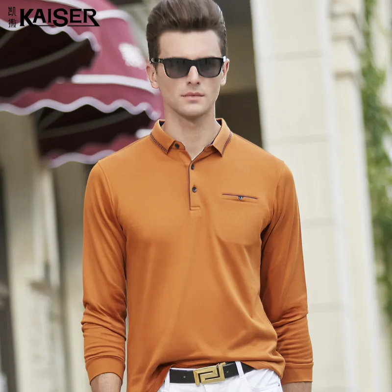 

Caesars Men's 2021 Spring and Autumn New Solid Color Business Lapel Polo Men's Young and Middle-aged Dad Men's T-shirt рубашка