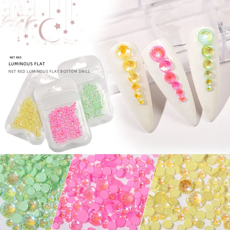 Стразы всех цветов Смешанные без горячей фиксации светящиеся флуоресцентные