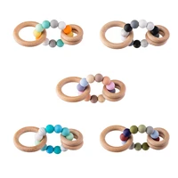 lets make baby bracelets silicone beads bracelet teething rattle baby mother game wooden children toy jewelry girl boy gifts
