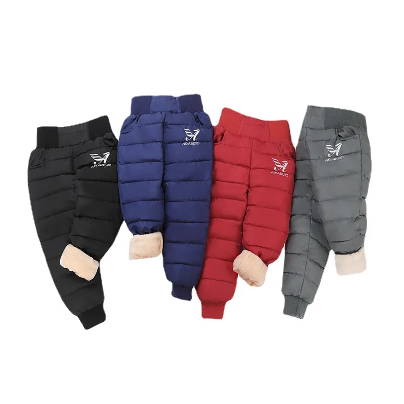 

New Boys Pants Children's Clothing Down Pants Autumn Thickened Warm Kids Clothes Fashion Trouser Winter Unisex Girl Velvet Pants