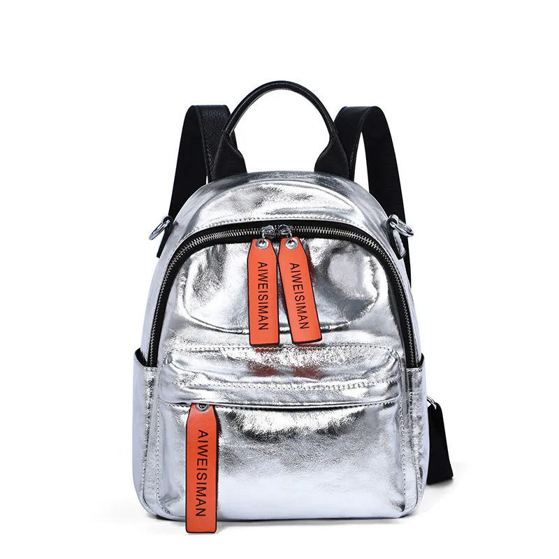 

Multifunction Backpack School Bag Popular Soft Genuine Leather Backpack Female Large-capacity Female Bag Trend Zipper Bag LD002