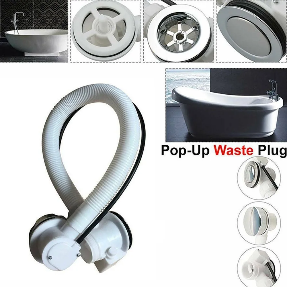 

Concealed Bath Overflow Waste Pop-Up Plug Plastic Pipe And Chrome Handle Bathtub Water Concealed Pipe Strainer
