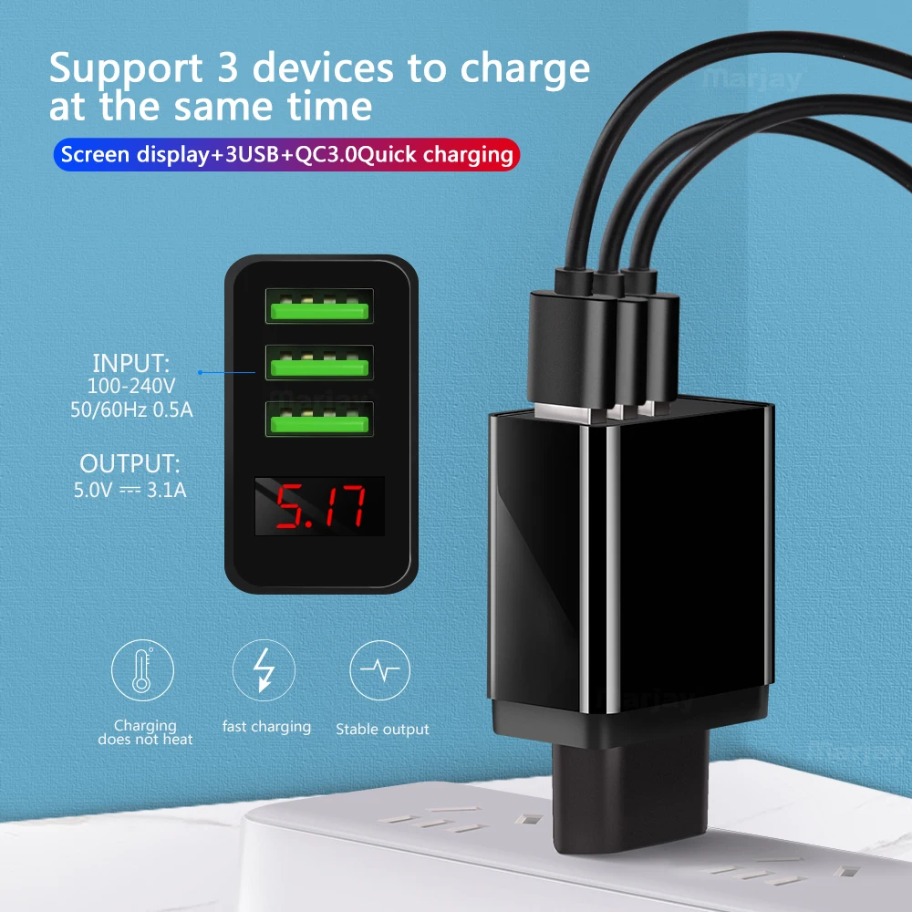 Зарядное устройство с 3 USB портами 5 В 1 А|Зарядные устройства для телефонов| |