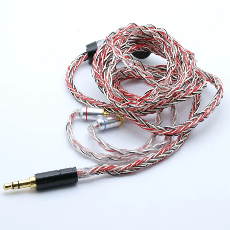 1,2 M 1,0 мм x 8 Core HIFI посеребренный обновленный кабель 3,5/2,5 Разъем MMCX/2Pin разъем для улучшения глубины саундстажа и присутствия