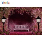 Виниловый фон для свадебной фотосъемки с изображением цветов кирпичной стены скамейки