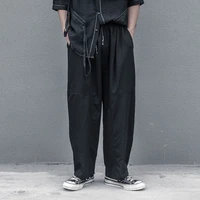 mens casual pants spring and autumn new solid color elastic waist loose wide leg pants fashion trend straight pants