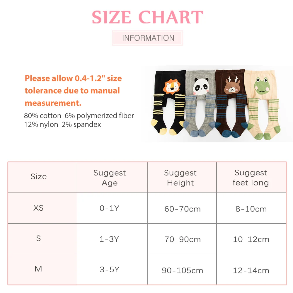 

0-5Y Baby Tights Autumn Winter Newborn Baby Stripe Tights Cute Kawaii Animal Print Tight Pantyhose Knitting Girl Boy Pant Tights