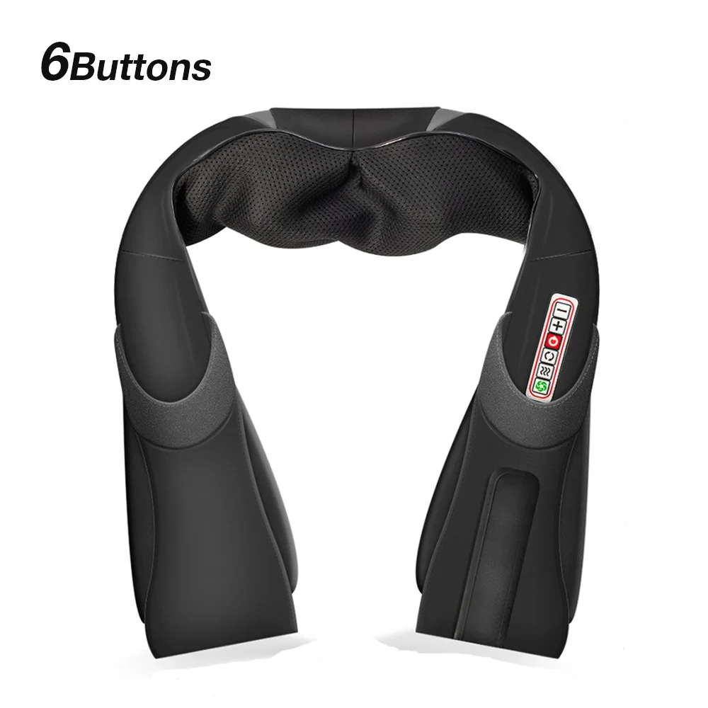 6 Button Black LaGuerir шиацу шейный массажер для спины и шеи шаль Электрический роликовый тепловой прибор ручной китайский домашний автомобильный массажный аппарат - Цвет: 6 Button Black
