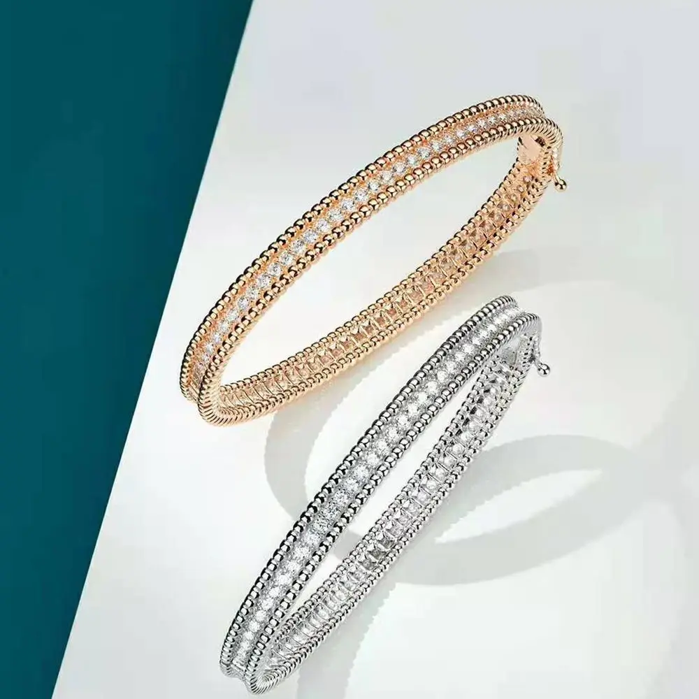 Wong Rain 100% 925 Sterling Silver High Carbon Diamond Rose/White Gold Charm Bracelets Wedding Engagement Fine Jewelry Wholesale