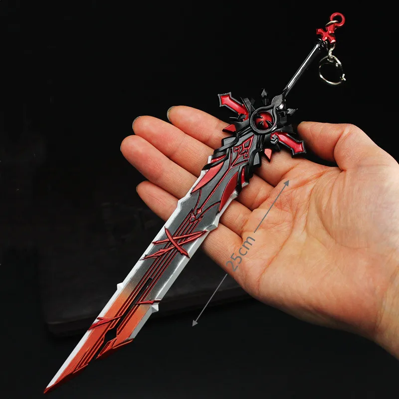 

Genshin Impact Weapon Anime Skyward 25cm Blade Key Rings Klee ZhongLi Diluc Xiao Game Sword Model Toys Keychain Collection Gift