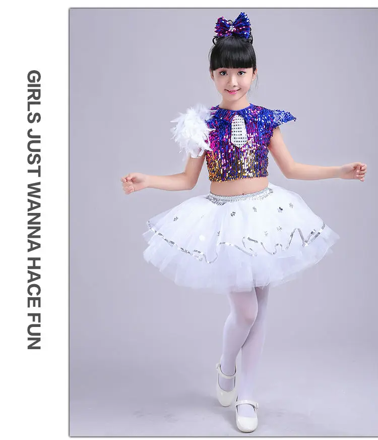 Детский сценический костюм с блестками из Горького флисового флиса газовая юбка