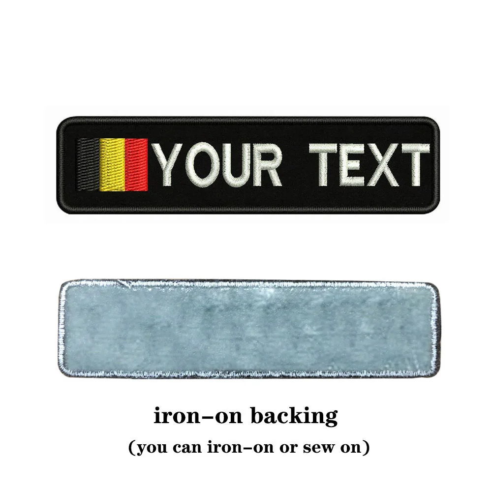 Бельгийского флага Бельгии 10X2.5cm вышивка пользовательское имя заплатка с текстом
