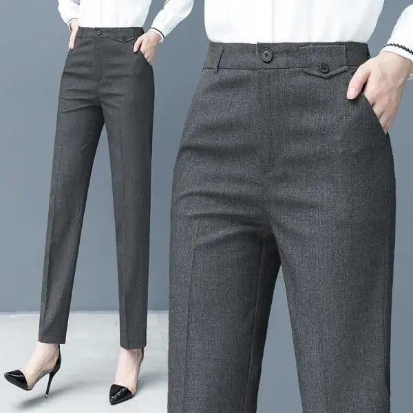 

Женские Костюмные брюки весна-лето 2021, женские брюки с высокой талией для офиса, женские деловые брюки, Элегантные повседневные брюки-каран...