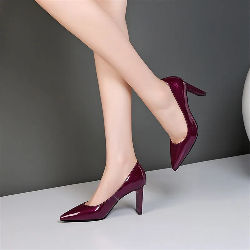 Женские туфли лодочки FEDONAS классические из коровьей лаковой кожи на высоком