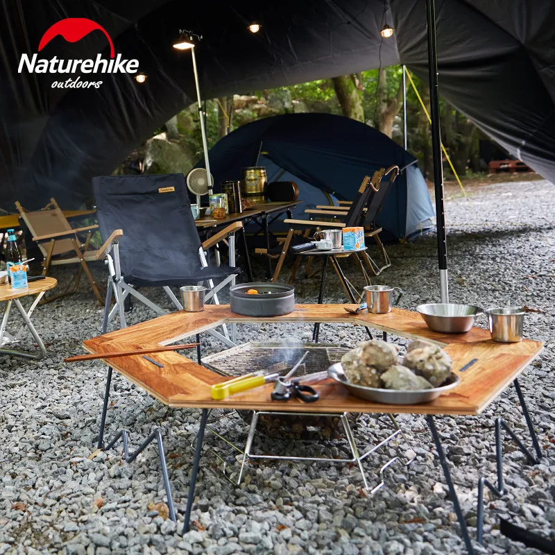 Naturehike шестигранный Комбинируемый стол для кемпинга деревянная панель железный