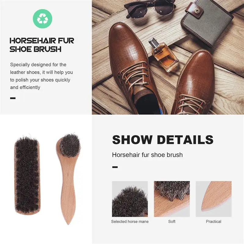 

2pcs Horse Bristle Shoes Brushes Leather Shoes Polishing Brushes Polishing Tools